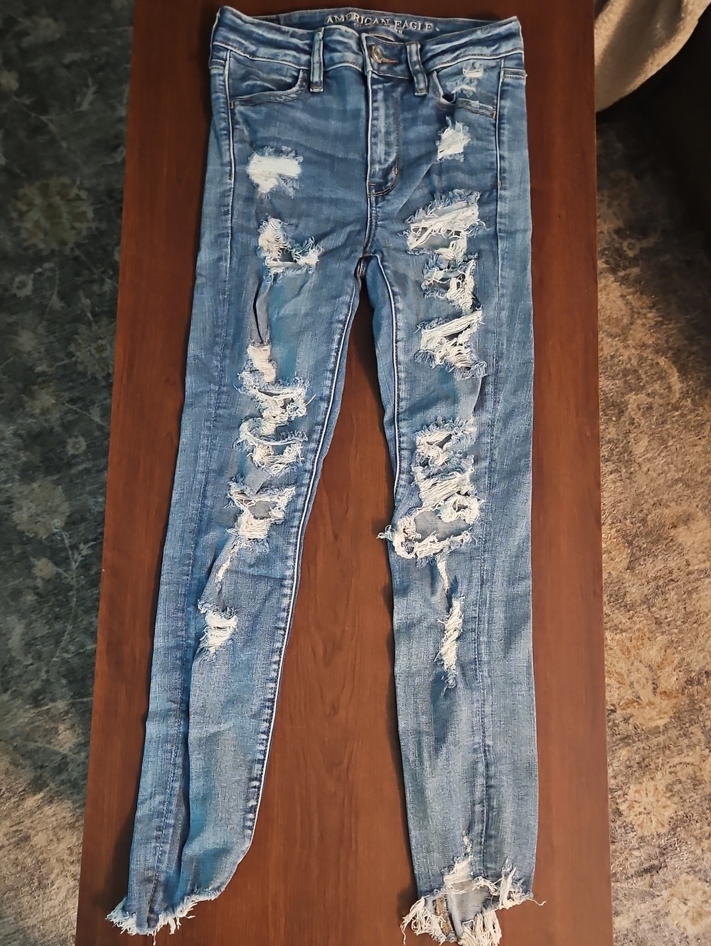 American Eagle Outfitters Light Blue Ripped Skinny Jeans